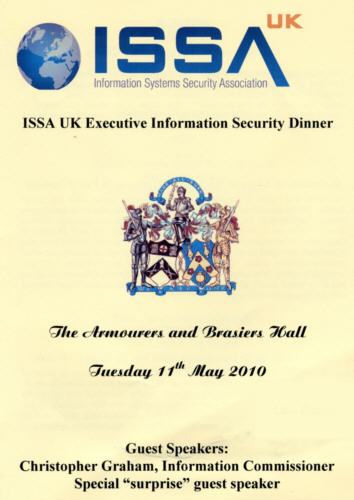 ISSA UK Executive Information Security Dinner May 2010