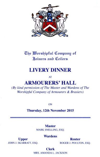 Joiners and Ceilers Company - Livery Dinner, Nov 2015