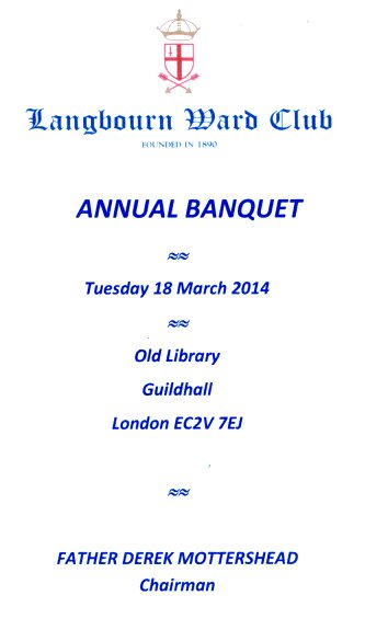 Langbourn Ward Club Annual Banquet at Guildhall, March 2014