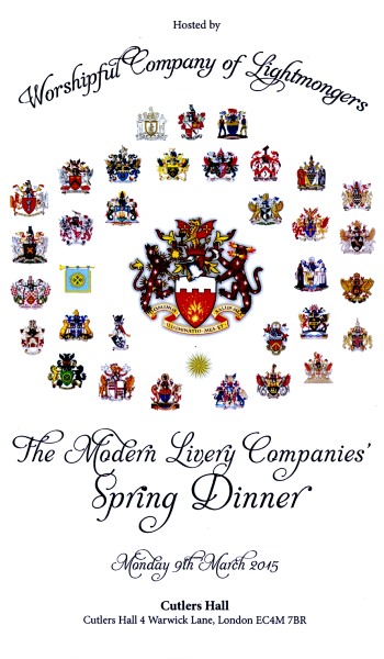 The Modern Livery Companies Spring Dinner - March 2015, Cutlers' Hall, City of London
