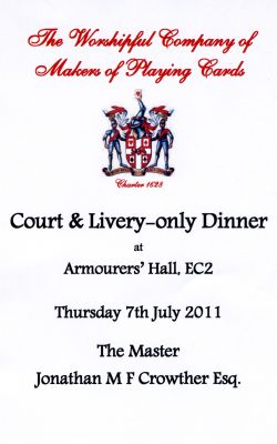 Makers of Playing Cards - Court and Livery-only Dinner, July 2011