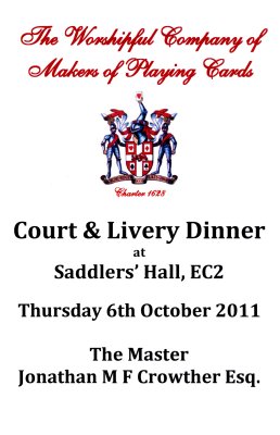 Makers of Palying Cards - Court & Livery Dinner, Oct 2011