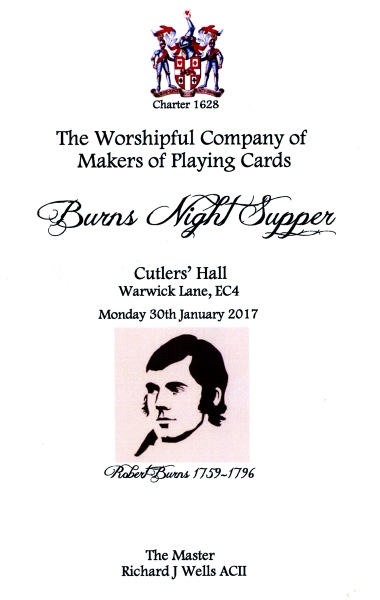Burns Night Supper at Cutlers Hall - Jan 2017
