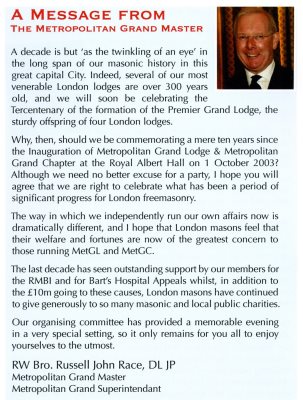 Metropolitan Grand Lodge - 10th Anniversary Banquet, Guildhall, Nov 2013