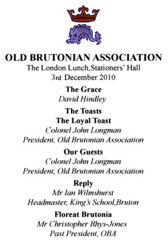 The Old Brutonian Association, The London Lunch, Dec 2010