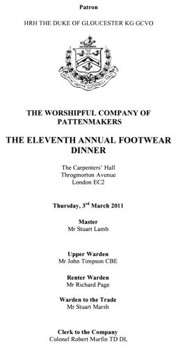 Pattenmakers - The Eleventh Annual Footwear Dinner 2011