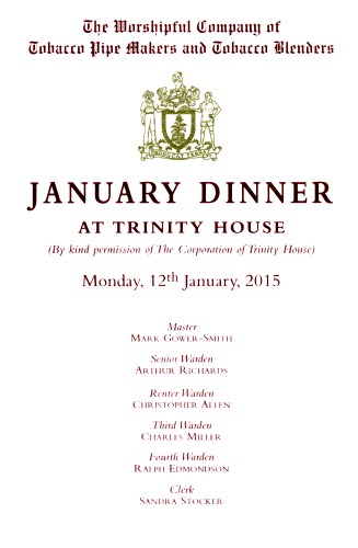 Tobacco Pipe Makers and Tobacco Blenders Company - Dinner at Trinity House, Jan 2015