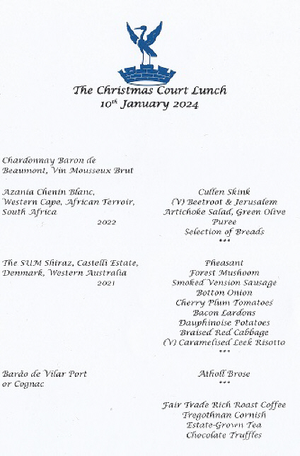 Poulters Company - Christmas Court Luncheon, Jan 2024