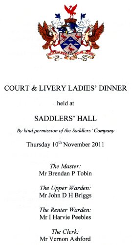 Poulters Company - Court & Livery Ladies Dinner, Nov 2011