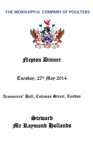 The Worshipful Company of Poulters - Nepton Dinner, May 2014