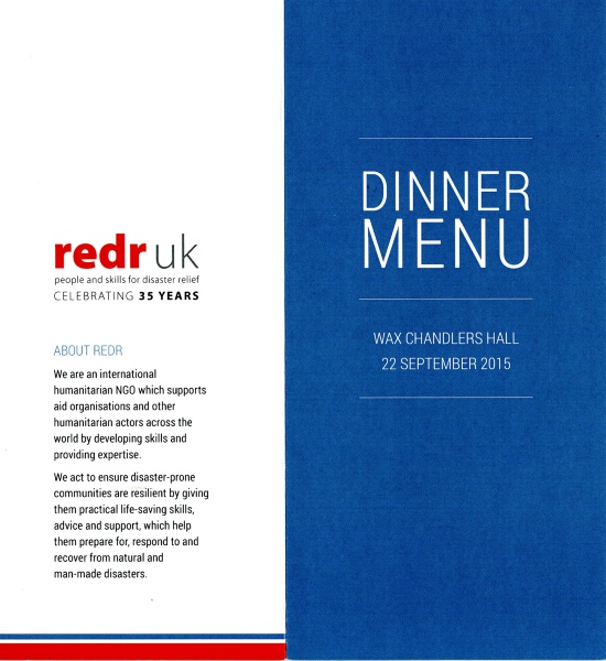 RedR UK Dinner, Wax Chandlers' Hall, September 2015