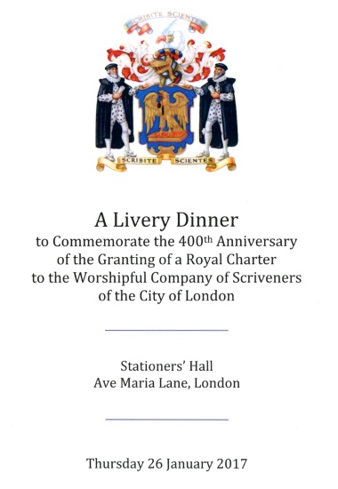 Scriveners Company 400th Anniversary Dinner - Jan 2017