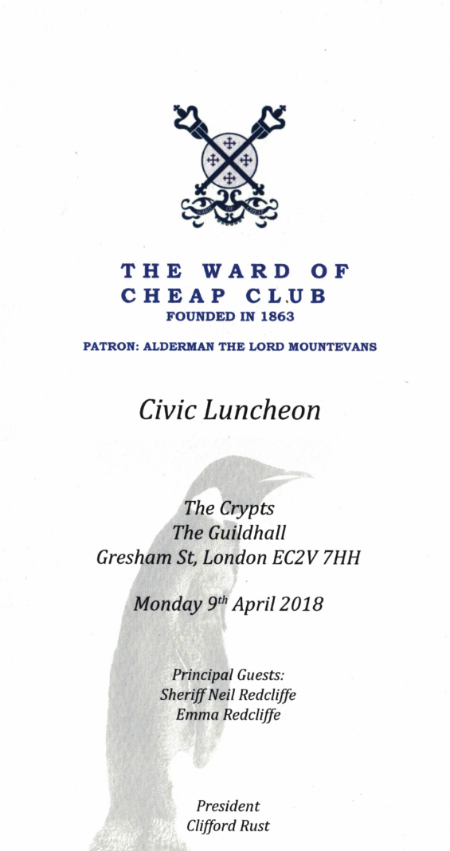 The Ward of Cheap Club April 2018