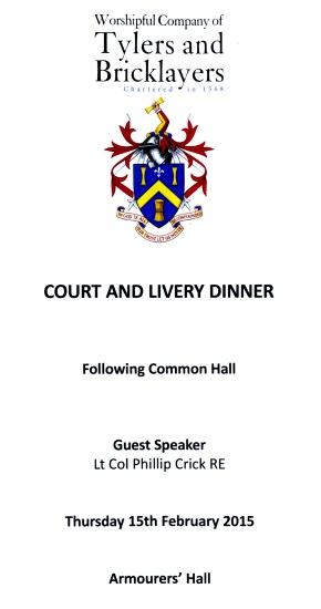 Tylers and Bricklayers Company -  Court & Livery Dinner, Feb 2015