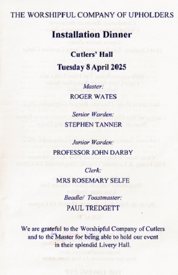Upholders Company - Installation Dinner - April 2025