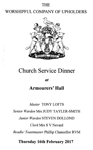 Upholders Company - Dinner at Armourers Hall March 2017
