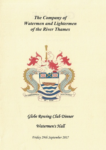 Globe Rowing Club Dinner at Watermen's Hall - September 2017