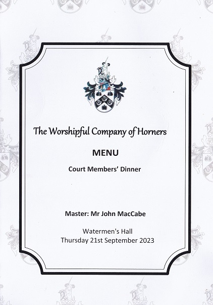 The Worshipful Company Of Horners Court Members Dinner,21st Sep23 