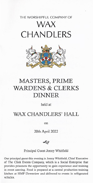 Wax Chandlers Masters, Prime Wardens, Clerks DinnerApril22.jpg