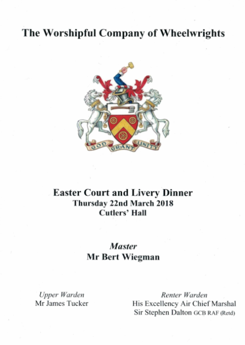Wheelwrights Company - Easter Court & Livery Dinner, March 2018