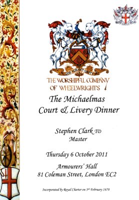 Wheelwrights Company - Michaelmas Court & Livery Dinner, Oct 2011