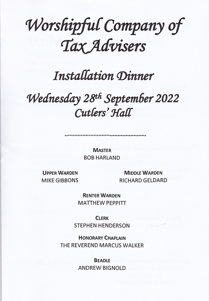 The Worshipful Company of Tax Advisers - Cutlers' Hall, Sep 2022