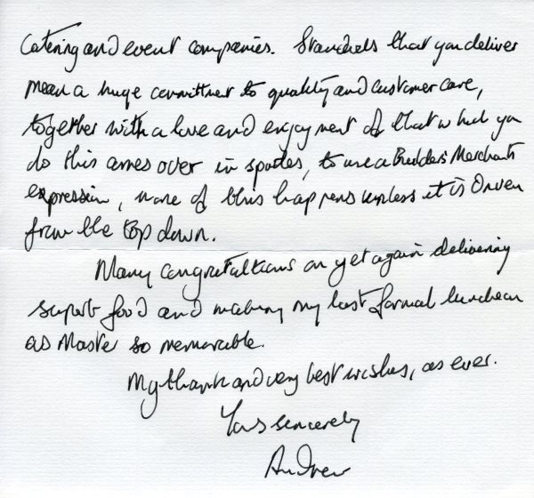 letter from Builders Merchants Company re Court Ladies' Luncheon, Oct 2013