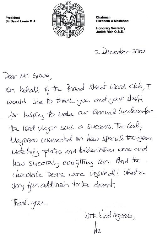 Broad Street Ward Club letter Dec 2010