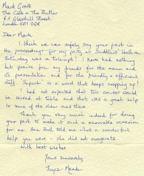 Thank you letter, May 2006