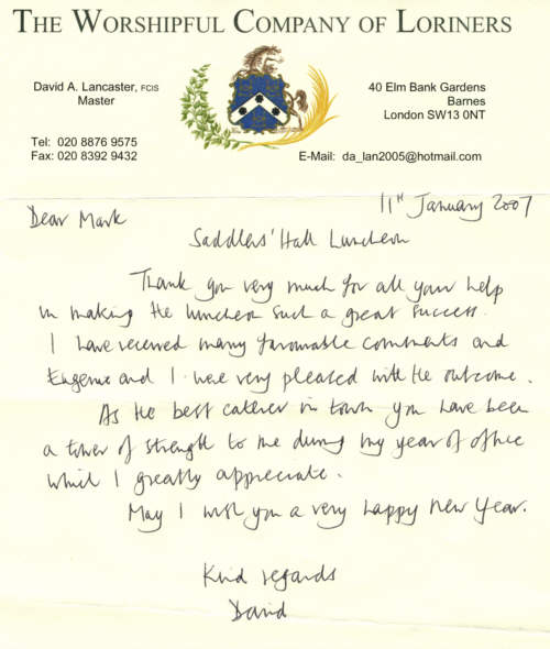 Loriners letter, Jan 2007